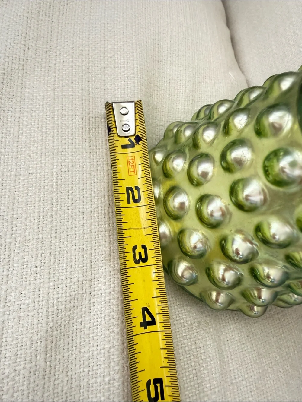Anthropologie Green Iridescent Hobnail Glass Christmas Tree fragranced candle